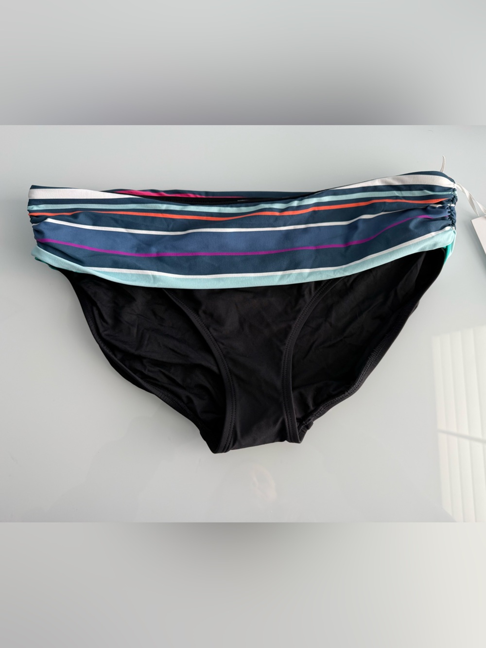 Anne Cole Women’s Fold-Over Striped Swim Bottoms for Ladies Size Large